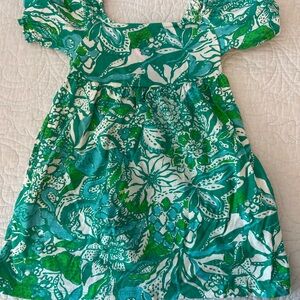 Lilly Pulitzer Green and White Floral Kids Dress